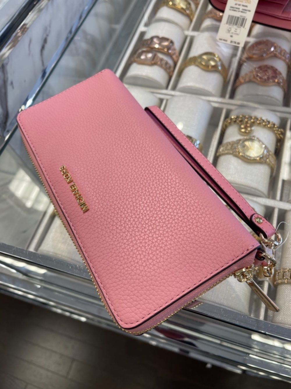 MICHAEL KORS Jet Set Travel Large Pebbled Leather Continental Wristlet Wallet Ph - Picture 11 of 16